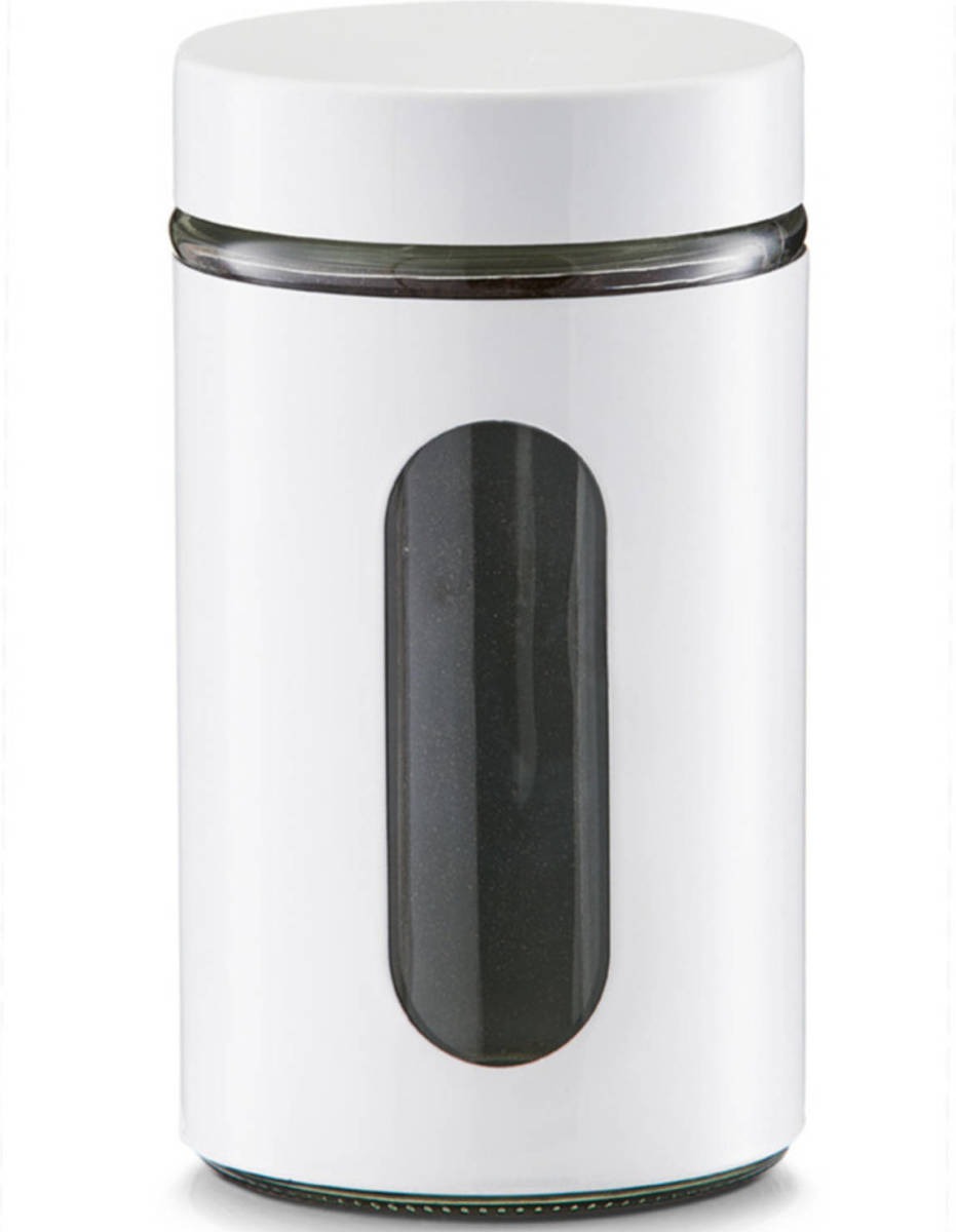 Zeller 1x Witte Voorraadblikken/potten Met Venster 900 Ml - Voorraadblikken