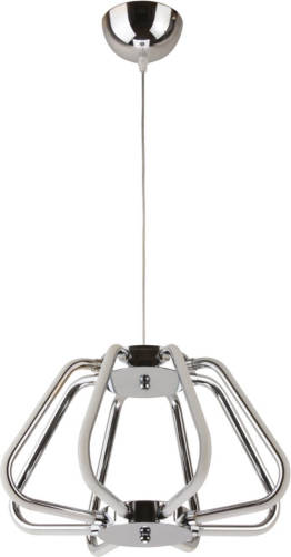 BES LED Led Hanglamp - Phoena - Industrieel - 38w - Natuurlijk Wit 4000k - Ovaal - Glans Chroom Aluminium