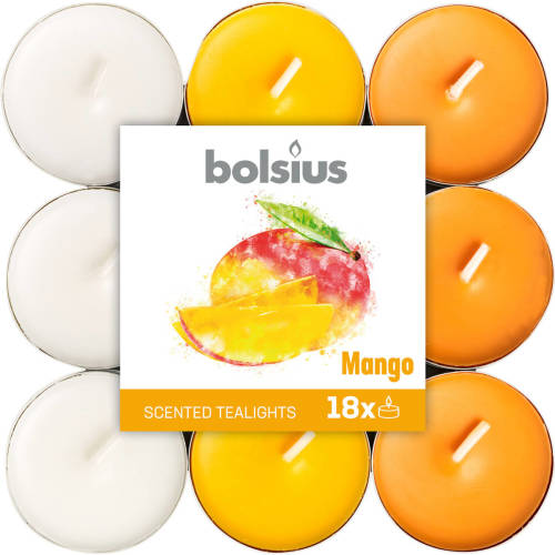 Bolsius Geurkaarsen Theelicht Mango Oranje/wit 18 Stuks