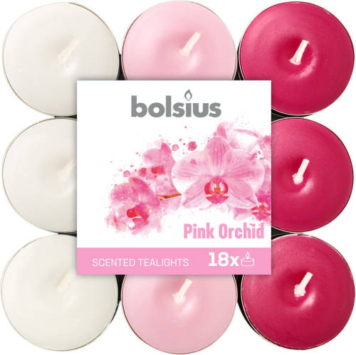 Bolsius Geurkaarsen Theelicht Pink Orchid Roze/wit 18 Stuks