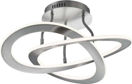 BES LED Led Plafondlamp - Plafondverlichting - Trion Oaky - 40w - Warm Wit 3000k - Rond - Mat Nikkel - Aluminium