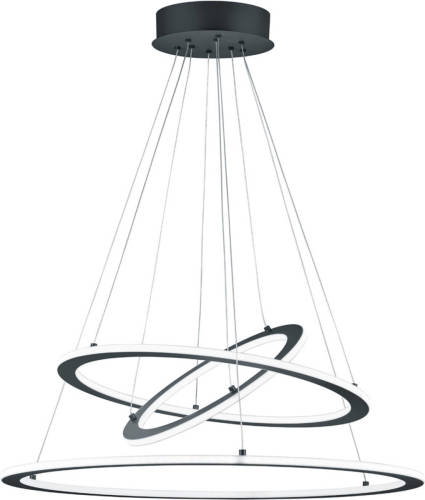 BES LED Led Hanglamp - Trion Duban - 75w - Warm Wit 3000k - Dimbaar - Rond - Mat Zwart - Aluminium