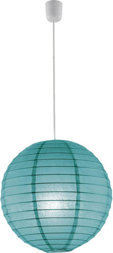 BES LED Led Hanglamp - Hangverlichting - Trion Ponton - E27 Fitting - Rond - Mat Turquoise - Papier