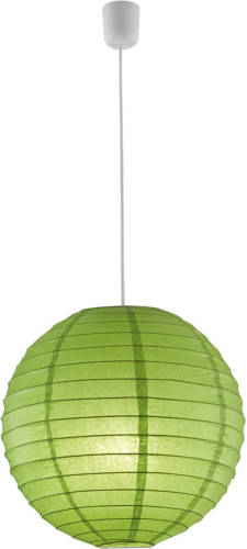 BES LED Led Hanglamp - Hangverlichting - Trion Ponton - E27 Fitting - Rond - Mat Groen - Papier