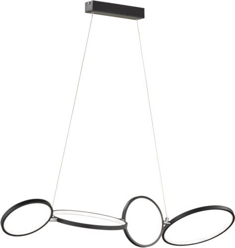 BES LED Led Hanglamp - Trion Rondy - 37w - Warm Wit 3000k - Rechthoek - Mat Zwart - Aluminium