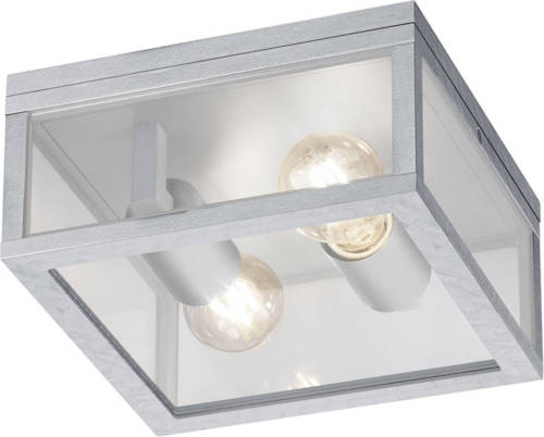 BES LED Led Tuinverlichting - Tuinlamp Plafond - Trion Garinola - E27 Fitting - 2-lichts - Mat Grijs - Aluminium