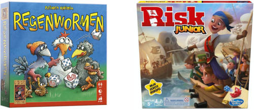 Hasbro Spellenset - Bordspel - 2 Stuks - Regenwormen & Risk Junior