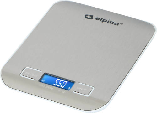 Alpina Digitale Keukenweegschaal - Tot 5 Kilo - Met Tarra-functie - G-kg-lb-oz - Inclusief Batterijen - Rvs