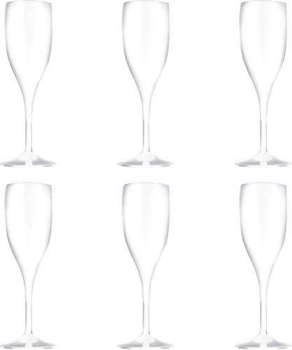 Santex Set Van 8x Stuks Champagne/prosecco Flutes Glazen Wit 150 Ml Van Onbreekbaar Kunststof - Champagneglazen