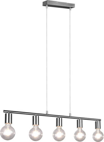 BES LED Led Hanglamp - Trion Zuncka - E27 Fitting - 5-lichts - Rechthoek - Mat Nikkel - Aluminium