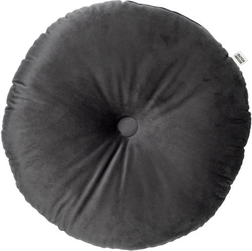 Dutch Decor Olly - Sierkussen Rond Velvet Charcoal Gray 40 Cm
