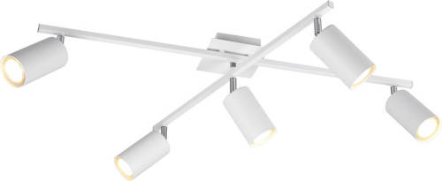 BES LED Led Plafondlamp - Plafondverlichting - Trion Mary - Gu10 Fitting - 5-lichts - Rechthoek - Mat Wit - Aluminium