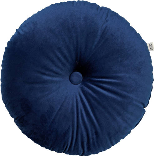 Dutch Decor Olly - Sierkussen Rond Velvet Insignia Blue 40 Cm