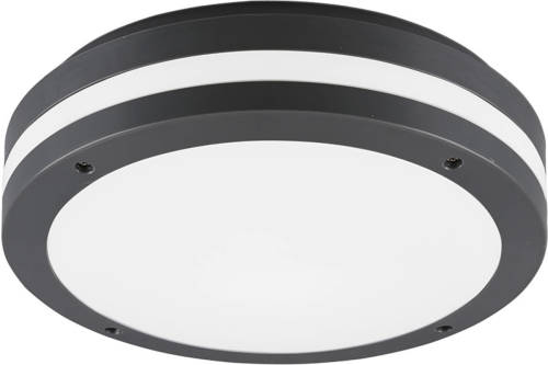 BES LED Led Plafondlamp - Trion Keraly - Opbouw Rond - Waterdicht - 12w - Warm Wit 3000k - Mat Antraciet - Kunststof