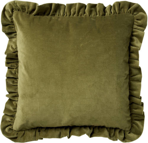 Dutch Decor Yara - Sierkussen Velvet Calliste Green 45x45 Cm - Groen - Groen