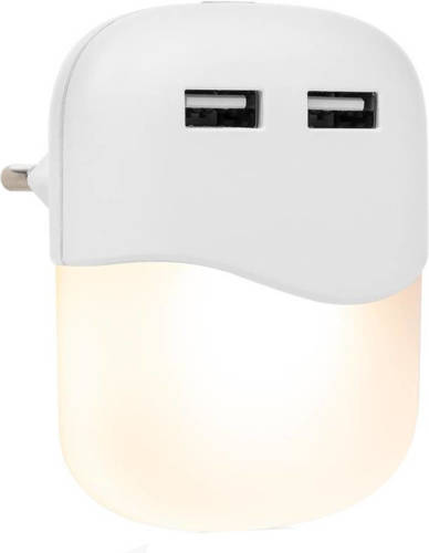 Smartwares Nachtlamp Led 10 Lumen 2 X Usb 0,3 Watt Wit