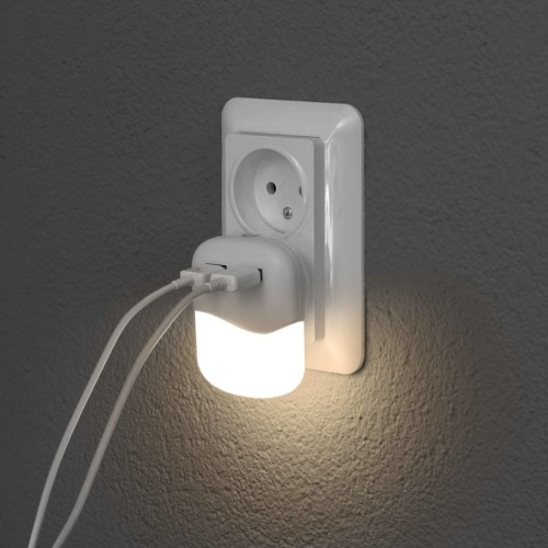 Smartwares Nachtlamp Led 10 Lumen 2 X Usb 0,3 Watt Wit