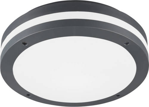 BES LED Led Plafondlamp - Trion Keraly - Opbouw Rond - Bewegingssensor - Waterdicht - 12w - Mat Antraciet - Kunststof