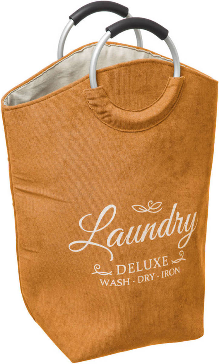 Decopatent ® Xl Wasmand 80l - Tekst Deluxe Laundry -> Wash Dry Iron