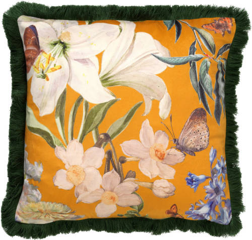 Dutch Decor Hanna - Sierkussen Met Bloemenpatroon Golden Glow 45x45 Cm