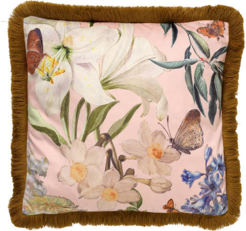 Dutch Decor Hanna - Kussenhoes Met Bloemenpatroon Dusty Pink 45x45 Cm