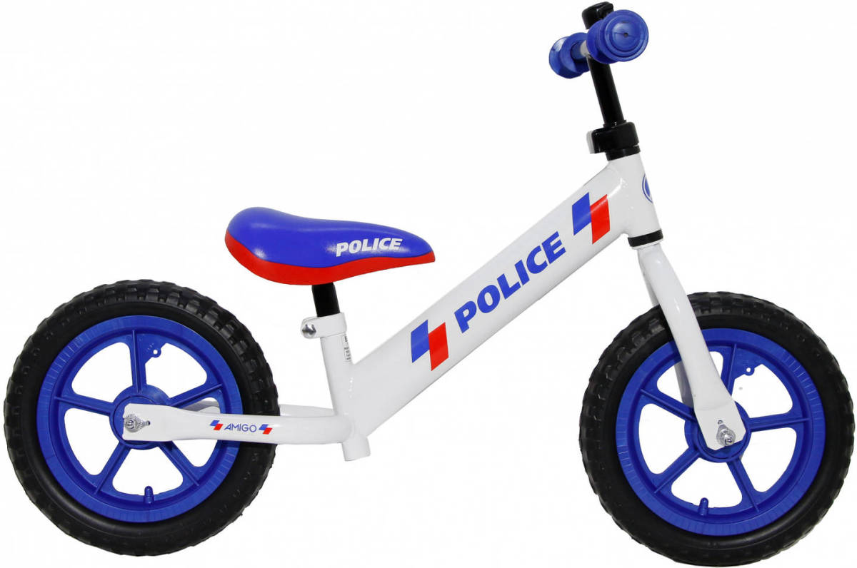 Amigo Loopfiets Met 2 Wielen Police 12 Inch Junior Wit
