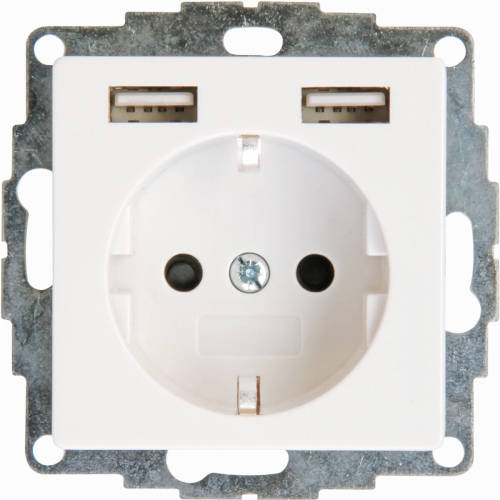 Kopp - Wandcontactdoos - Athenis - Inbouw - 1-voudig Stopcontact - 2-voudig Usb Aansluiting - Randaarde