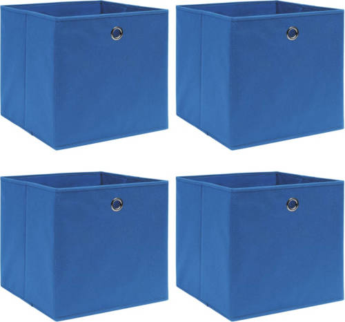 VidaXL Opbergboxen 4 St 32x32x32 Cm Stof Blauw