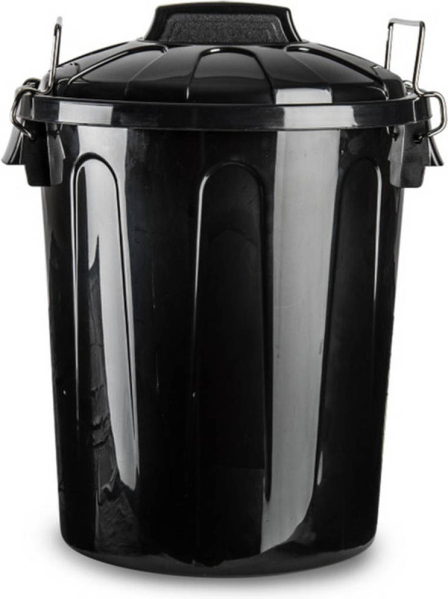 Forte Plastics Afvalemmers/vuilnisemmers Zwart 21 Liter Met Deksel - Prullenbakken