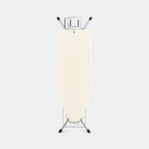 Brabantia Strijkplank C, 124x45 Cm Ecru Met Rvs Strijkijzerhouder En Linnenrek - Brilliant Silver