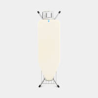 Brabantia Strijkplank C, 124x45 Cm Ecru Met Rvs Strijkijzerhouder En Linnenrek - Brilliant Silver