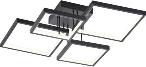 BES LED Led Plafondlamp - Plafondverlichting - Trion Soranto - 24w - Warm Wit 3000k - Dimbaar - Vierkant - Mat Zwart - Aluminium