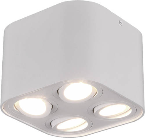 BES LED Led Plafondlamp - Plafondverlichting - Trion Cosmin - Gu10 Fitting - 4-lichts - Vierkant - Mat Wit - Aluminium