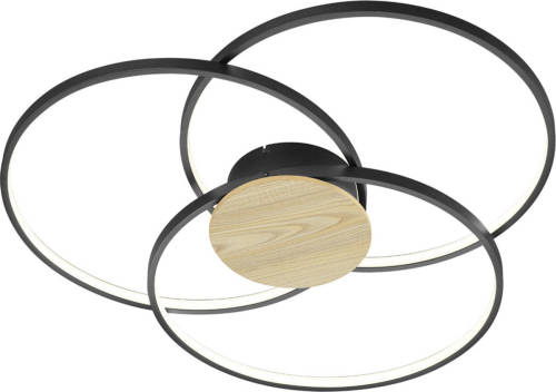 BES LED Led Plafondlamp - Plafondverlichting - Trion Sidon - 40w - Warm Wit 3000k - Dimbaar - Rond - Mat Zwart - Aluminium