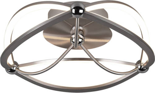 BES LED Led Plafondlamp - Plafondverlichting - Trion Charis - 20w - Warm Wit 3000k - Dimbaar - Rond - Mat Nikkel - Aluminium