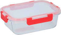 Alpina Vershouddoos - 1 Liter - Glas - Extra Stevig - Mag In Vriezer, Oven, Magnetron En Vaatwasser - Transparant/ Rood