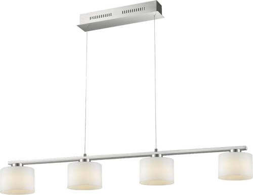 BES LED Led Hanglamp - Trion Alignary - 24w - Warm Wit 3000k - 4-lichts - Dimbaar - Rechthoek - Mat Nikkel - Aluminium