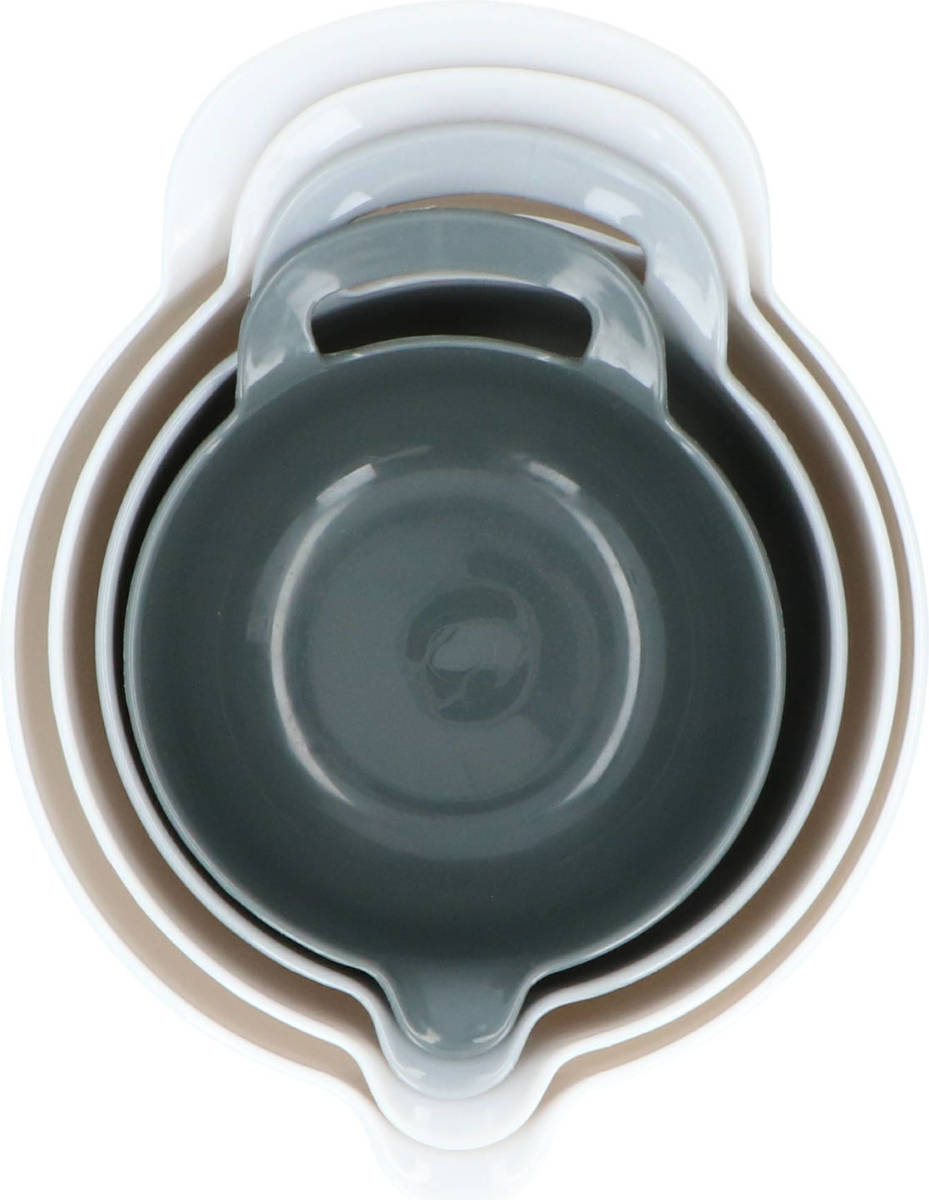 Alpina Mengkommenset - 4 Stuks - Beslagkommen Met Handvat - 1,2-1,65-2,4-3 Liter - Antislip - Wit En Grijs