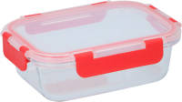 Alpina Vershouddoos - 620 Ml - Glas - Extra Stevig - Mag In Vriezer, Oven, Magnetron En Vaatwasser - Transparant/ Rood