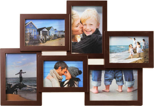 Henzo Fotolijst - Holiday Gallery - Collagelijst Voor 6 Foto's - Fotomaat 10x15 Cm - Donkerbruin