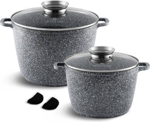 EDENBERG Stonetec Line - 4-delige Luxe Pannenset Met Aroma Dop - Incl. 2x Pannenlapje