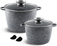 EDENBERG Stonetec Line - 4-delige Luxe Pannenset Met Aroma Dop - Incl. 2x Pannenlapje