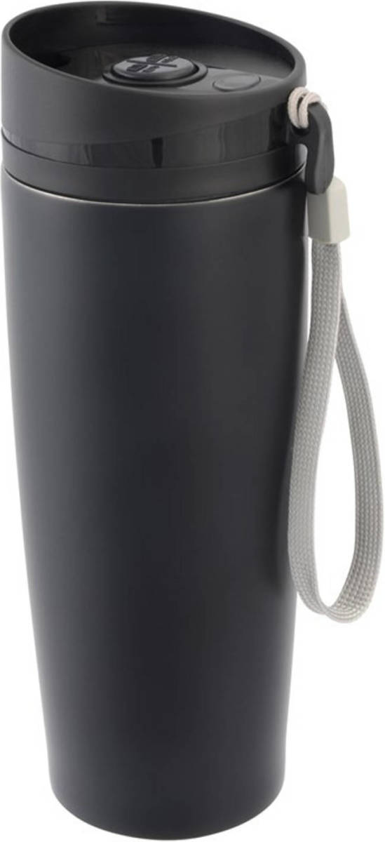 Bellatio Design Rvs Warmhoudbeker/isoleerbeker Zwart Staal 380 Ml - Thermosbeker