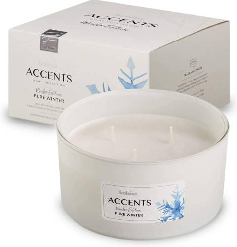 Bolsius Geurkaars Accents Pure Winter 13,7 Cm Glas/wax Wit