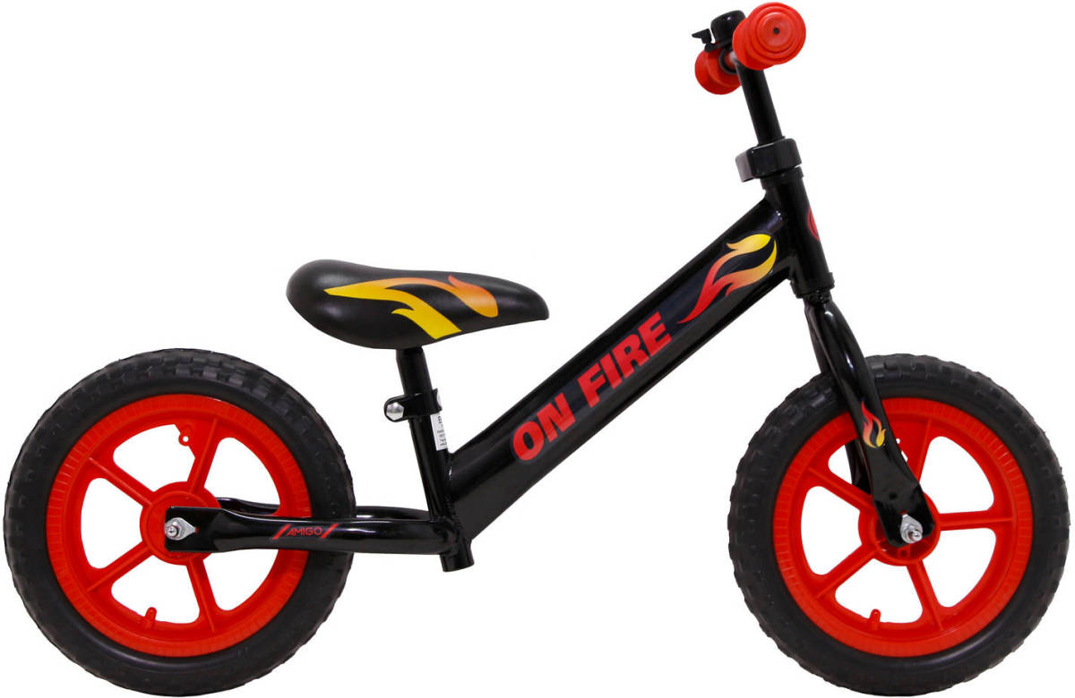 Amigo Loopfiets Met 2 Wielen On Fire 12 Inch Junior Zwart