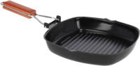 San Ignacio Zwarte Grillpan 25 Cm Met Anti-aanbak Laag En Houten Handvat - Grillpannen - Vlees/voedsel Grillen - Koekenpannen
