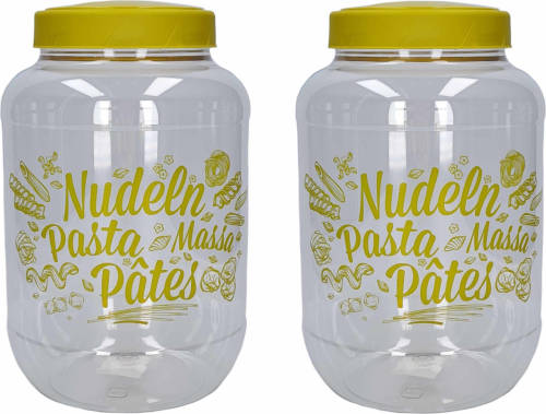 Hega Hogar Pasta Voorraadpot/bewaarpot Groene Deksel 3700 Ml Kunststof 15,5 X 25 Cm - Voorraadpot