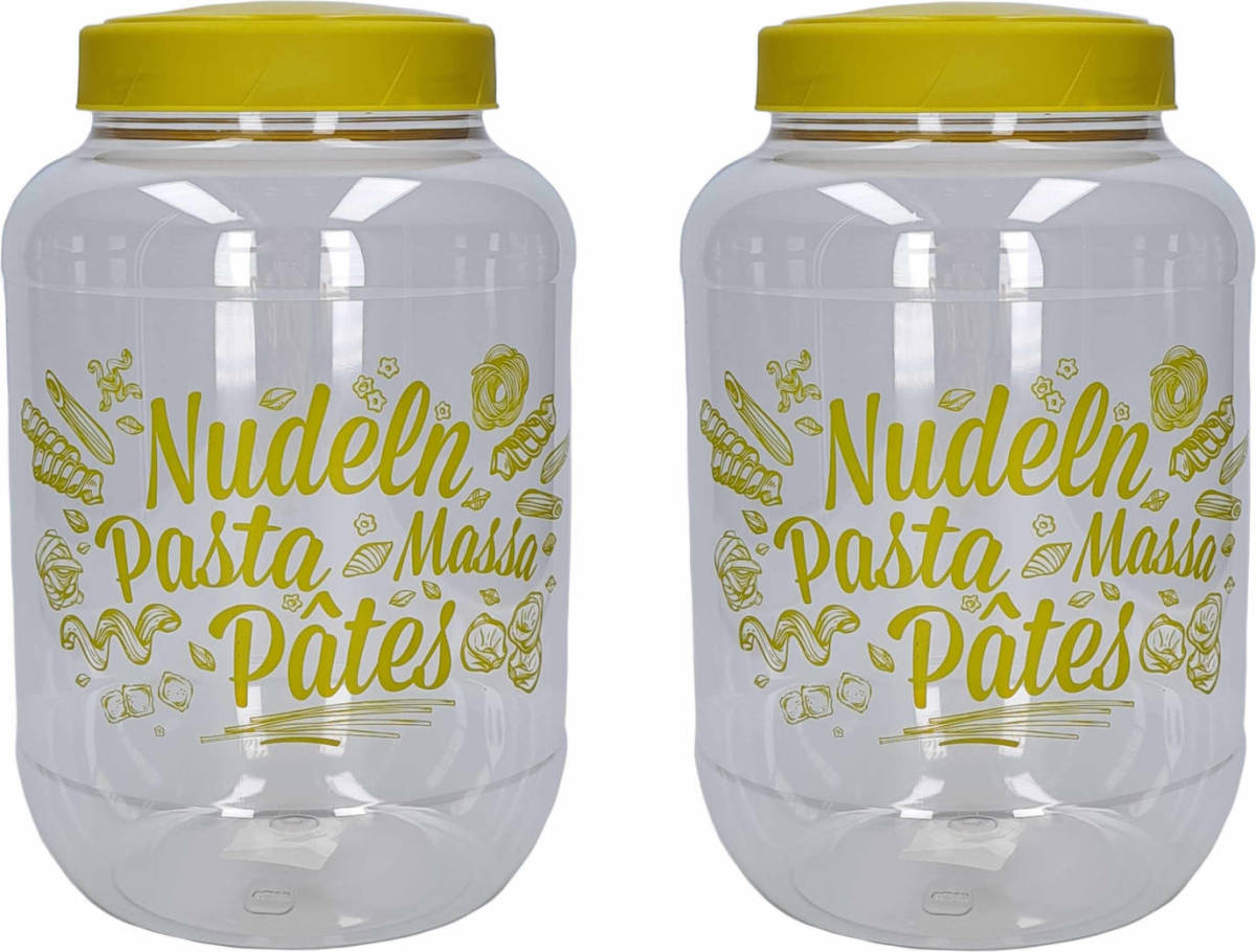 Hega Hogar Pasta Voorraadpot/bewaarpot Groene Deksel 3700 Ml Kunststof 15,5 X 25 Cm - Voorraadpot