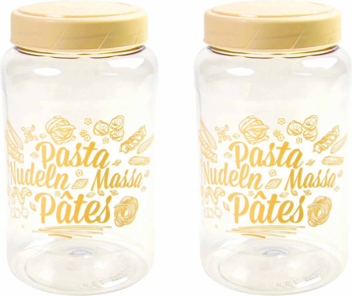 Hega Hogar Pasta Voorraadpot/bewaarpot Gele Deksel 1500 Ml Kunststof 10,5 X 19,5 Cm - Voorraadpot