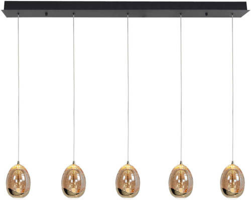 Highlight Hanglamp Golden Egg 5 Lichts L 108 Cm Amber-zwart